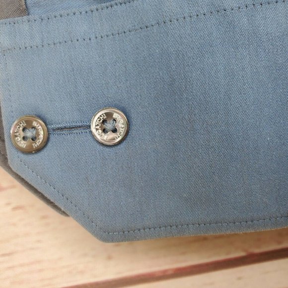 Bugatchi Uomo Blue Grey Mens Embroidered Shaped Fit Button Up Shirt - Picture 6 of 12